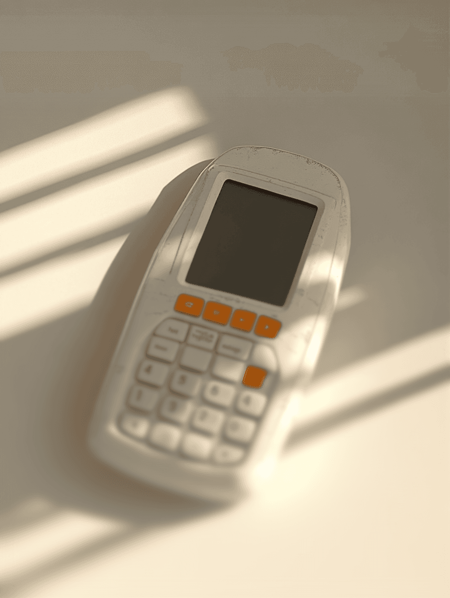 A calculator ontop a table